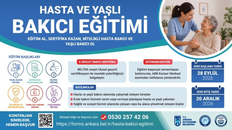 Ankara'da Hasta ve Yaşlı Bakıcı Eğitimlerine Başvurular Açıldı