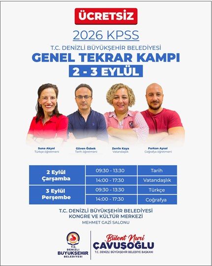 Denizli'de KPSS Hazırlığına Ücretsiz Destek: 2-3 Eylül'de Genel Tekrar Kampı