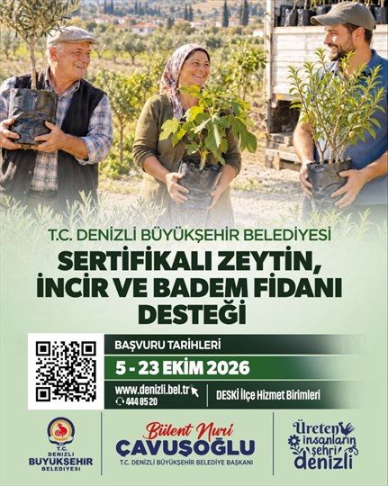 Denizli'de Çiftçilere Zeytin, İncir ve Badem Fidanı Desteği Başladı