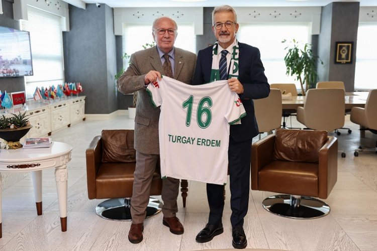 Bursaspor Başkanı Sinan Bür, Turgay Erdem’i ziyaret etti