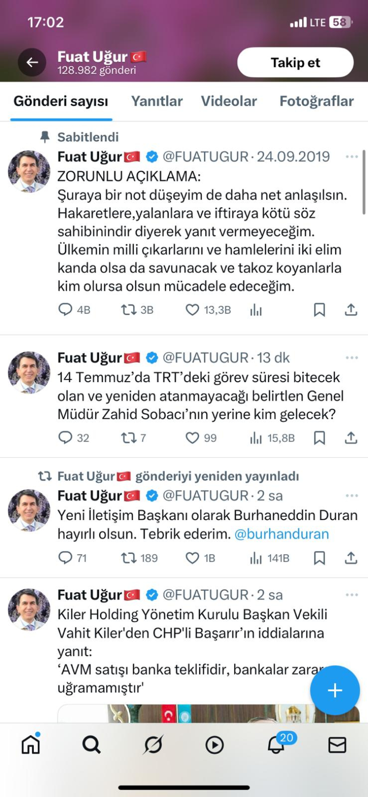 Fahrettin Altun görevden alındı, yeni İletişim Başkanı Burhanettin Duran!
