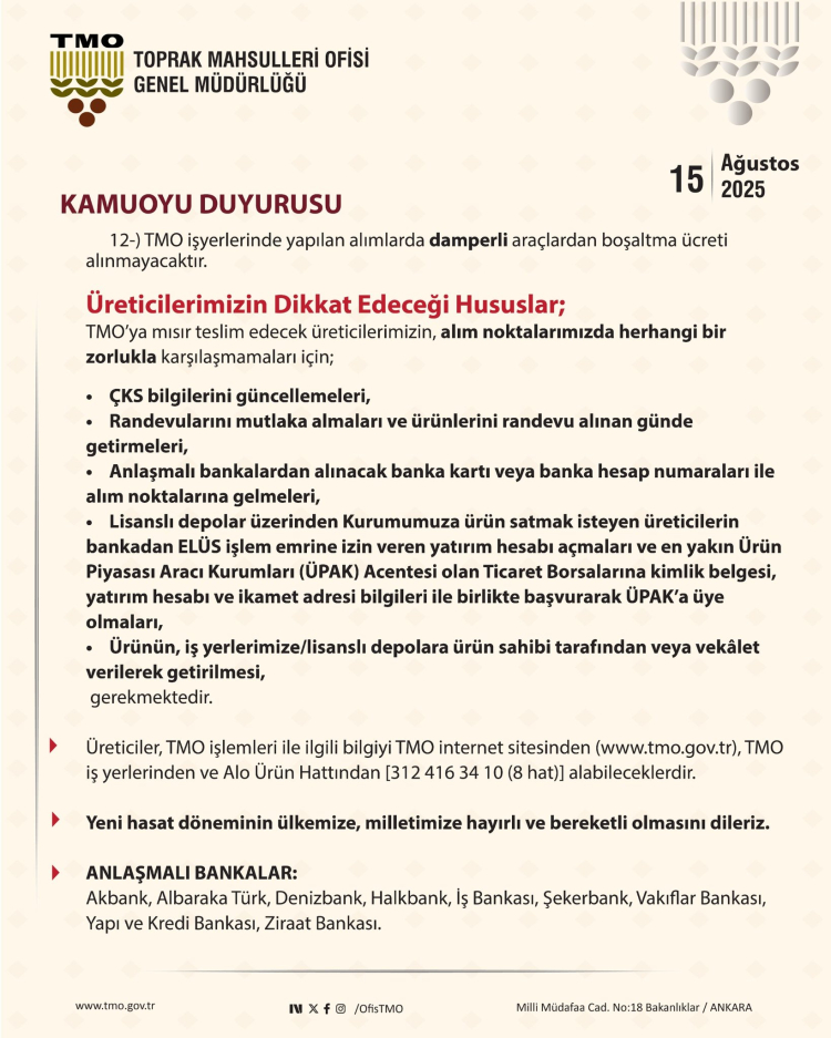 TMO mısır alımlarına başlıyor… Ton başına alım fiyatı belli oldu