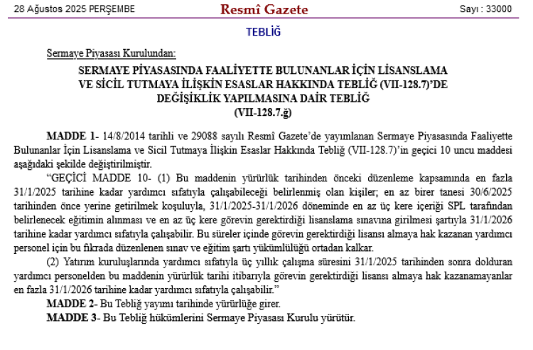 SPK’dan lisanslama süre uzatımı