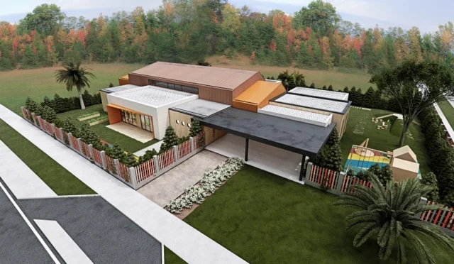 Muratlı'da yapımı devam eden modern çocuk akademisi binası