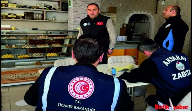 Aksaray'da bayram öncesi tatlı işletmelerinde yapılan denetimler