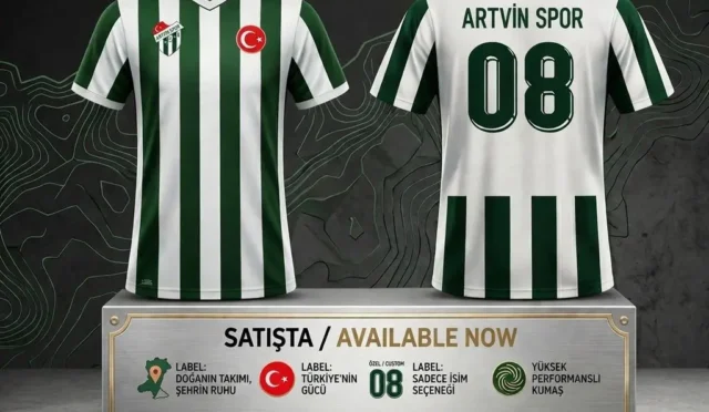Artvinspor'un yeşil-beyaz özel tasarım formaları ve kulüp başkanı İrfan Yıldırım'ın yer aldığı görsel