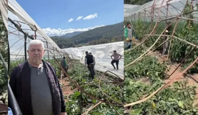 Antalya Kumluca'da hortumun vurduğu yıkılmış seralar