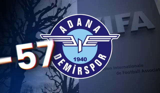 Adana Demirspor logosu ve FIFA amblemi, puan silme cezasını simgeleyen grafik