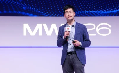 Huawei'in MWC Barcelona'da tanıttığı kurumsal yapay zeka veri platformu görseli.