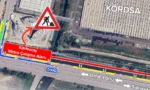 Kocaeli Körfezray Metro Projesi kapsamında Yahyakaptan Mahallesi'nde yapılan trafik düzenlemesini gösteren görsel.