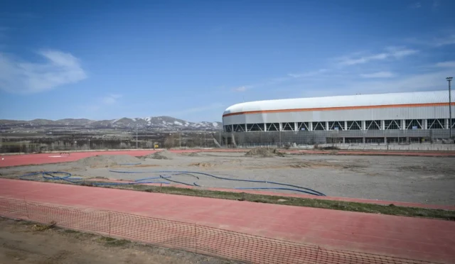 Malatya Spor Köyü atletizm pisti inşaatından genel görünüm