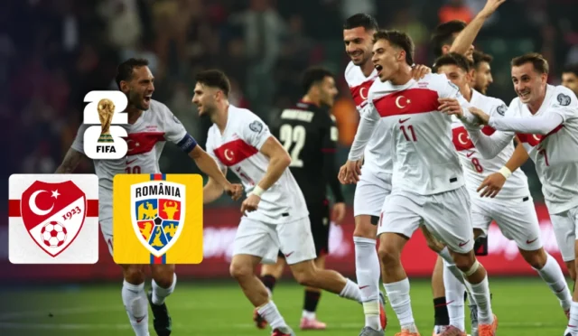 A Milli Takım futbolcuları Dünya Kupası eleme maçında Romanya'ya karşı mücadele ediyor