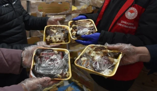 Şanlıurfa'da ele geçirilen 50 ton bozuk tavuk etinin imha edilmesi