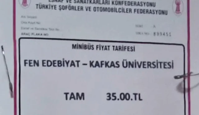 Kars'ta toplu taşıma ücretlerine yapılan zam sonrası vatandaşların tepkisini gösteren görsel