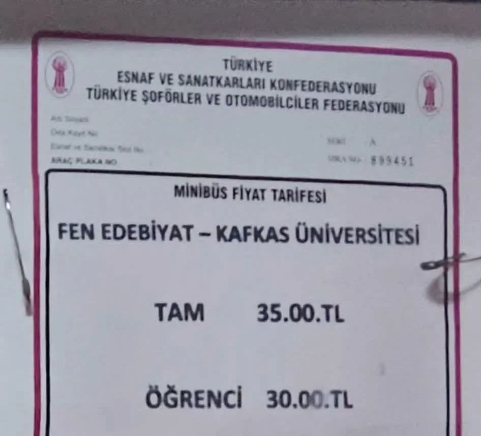 Kars’ta Toplu Taşıma Ücretlerine Fahiş Zam: Vatandaşlar ve Öğrenciler İsyan Etti