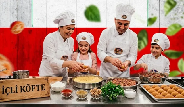 Battalgazi'de düzenlenen 'Battalgazi Sofrasında Aileler Yarışıyor' etkinliğinde aileler içli köfte hazırlıyor