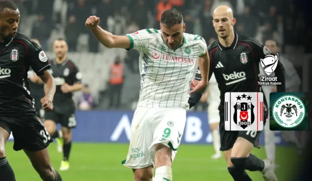 Beşiktaş ve Konyaspor futbolcuları Ziraat Türkiye Kupası yarı final maçı öncesi sahada