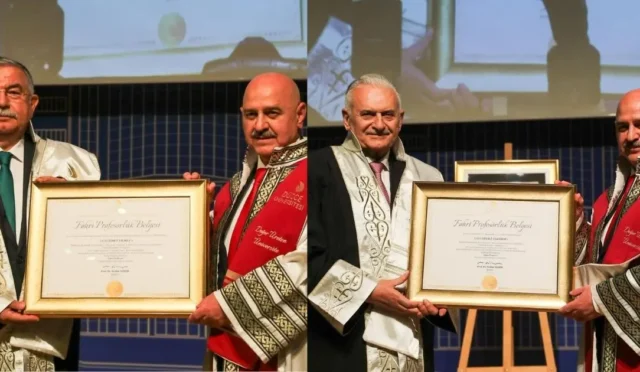 Binali Yıldırım ve İsmet Yılmaz Düzce Üniversitesi'nde Fahri Profesörlük Töreni'nde
