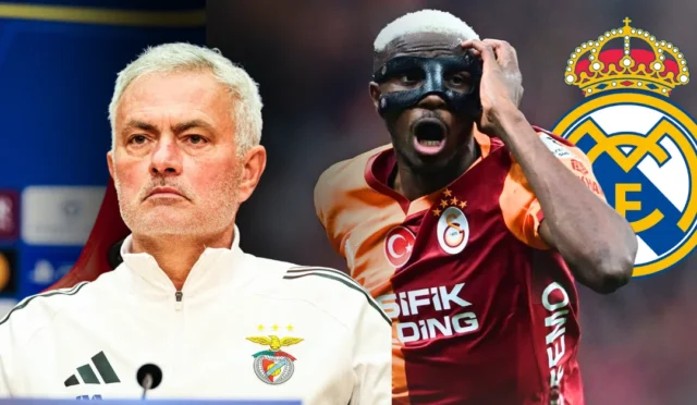 Jose Mourinho ve Victor Osimhen'in yer aldığı spor temalı görsel