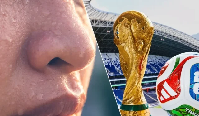 2026 FIFA Dünya Kupası maçları sırasında aşırı sıcaklık ve iklim değişikliği riskini gösteren görsel