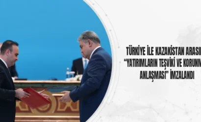 Türkiye ve Kazakistan heyetleri yatırım anlaşması imzalarken
