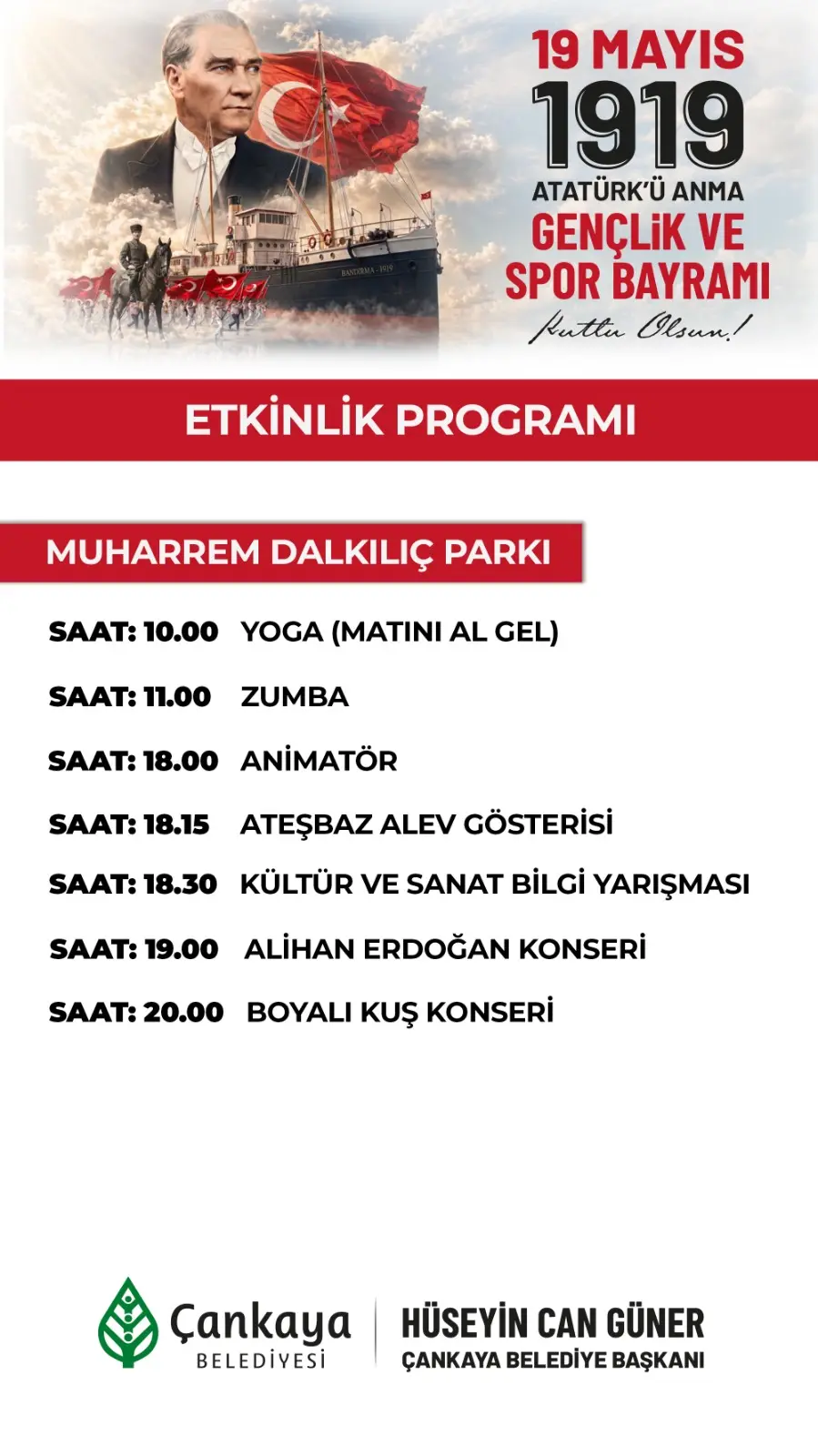 Ankara Çankaya’da 19 Mayıs Coşkusu: Bando, Dans ve Konserlerle Dolu Bir Gün