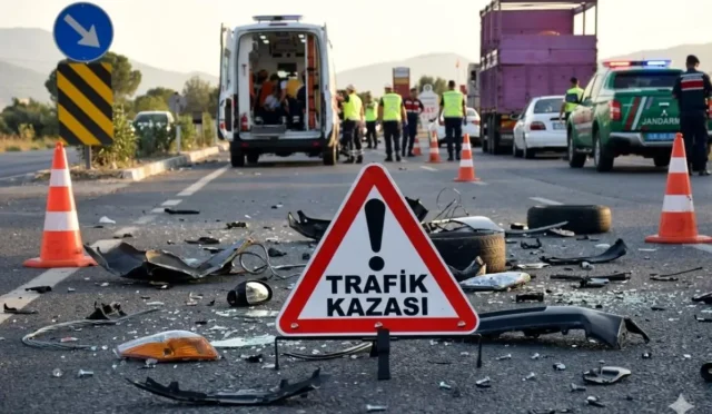 Kars-Iğdır karayolunda meydana gelen trafik kazası sonrası polis ve sağlık ekiplerinin olay yerindeki çalışması