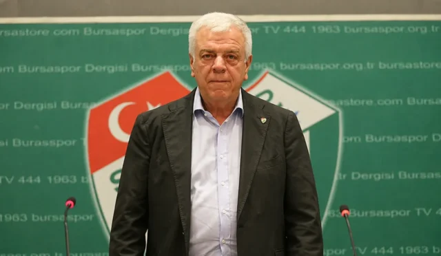 Bursaspor Kulübü Başkanı Enes Çelik ve eski başkanlardan Ali Ay'ın mali konularda anlaşma sağladığına dair haber görseli
