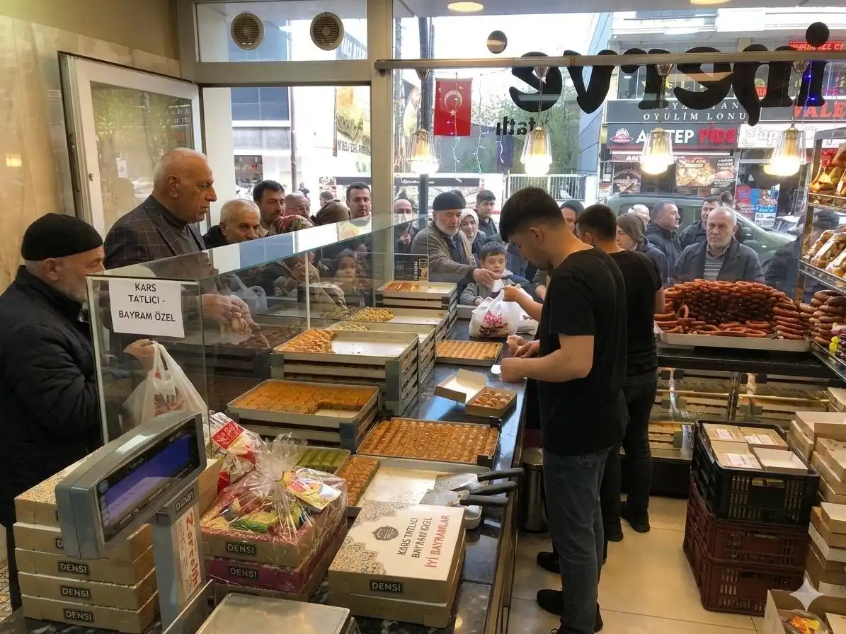 Kars’ta Bayram Tatlılarına Yoğun İlgi: Tatlıcılar Siparişlere Yetişemiyor