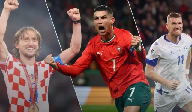 2026 Dünya Kupası'nda forma giyecek 40 yaş üstü Cristiano Ronaldo, Craig Gordon gibi tecrübeli futbolcuları gösteren görsel