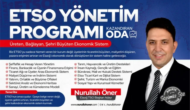 Nurullah Öner, Elazığ Ticaret ve Sanayi Odası için ekonomik dönüşüm vizyonunu açıkladı.