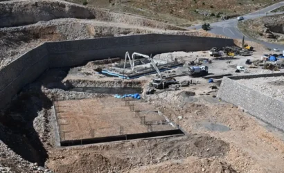 Malatya TOKİ Karagöz Spor Kompleksi inşaatının havadan görünümü