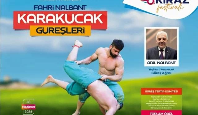 Yeşilyurt 28. Kiraz Festivali kapsamında düzenlenen karakucak güreşleri etkinliği