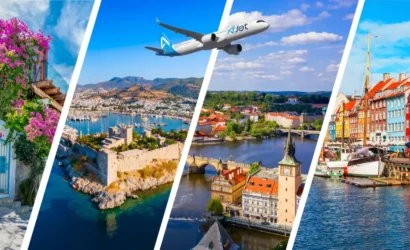 AJet'in Bodrum'dan Avrupa'ya başlattığı direkt uçuşları gösteren görsel
