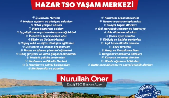 Elazığ Ticaret ve Sanayi Odası Başkan Adayı Nurullah Öner'in açıkladığı Hazar TSO Yaşam Merkezi projesi