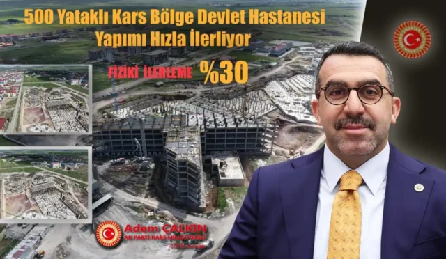 Kars Bölge Devlet Hastanesi inşaatında ilerleme kaydedildiğine dair görsel