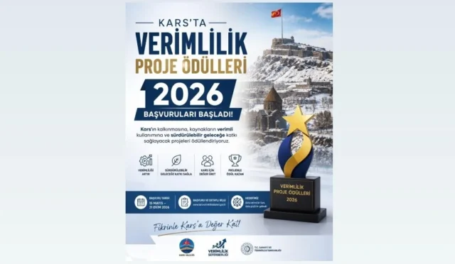 Kars'ta Verimlilik Proje Ödülleri 2026 başvurularının başladığını duyuran haber görseli.