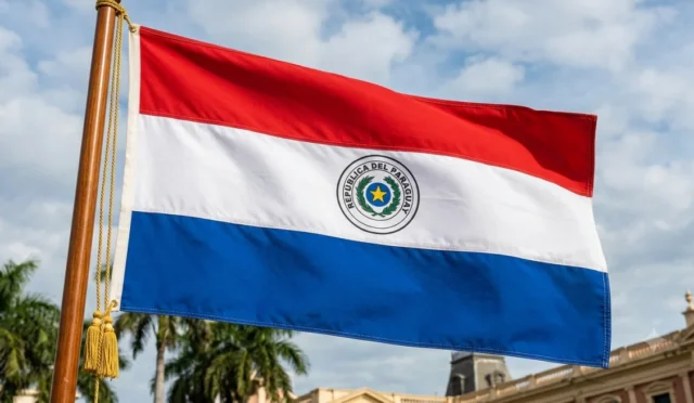 Paraguay milli futbol takımı oyuncuları Almanya'ya karşı kazandıkları zaferi kutluyor.