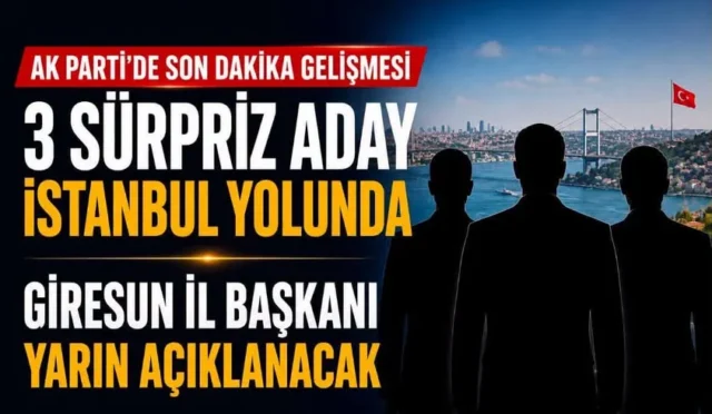 AK Parti Giresun İl Başkanlığı binası önünde parti bayrakları