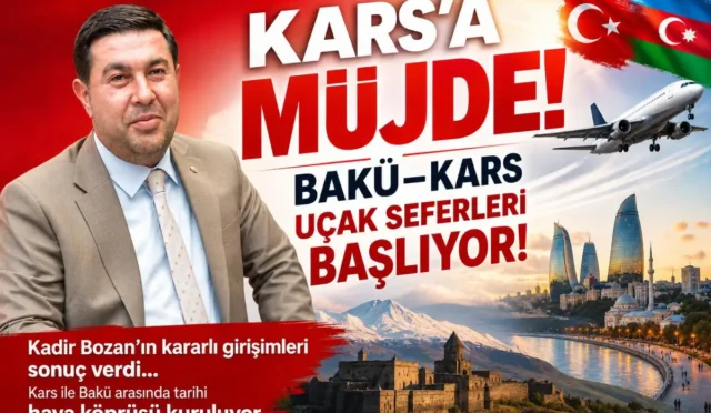 Kars ve Bakü arasında kurulacak hava köprüsünü temsil eden görsel