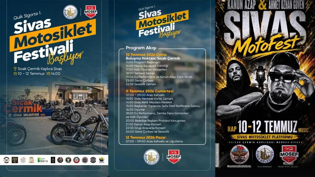 Sivas Motosiklet Festivali Başlıyor: 3 Günlük Etkinlikte Neler Var?