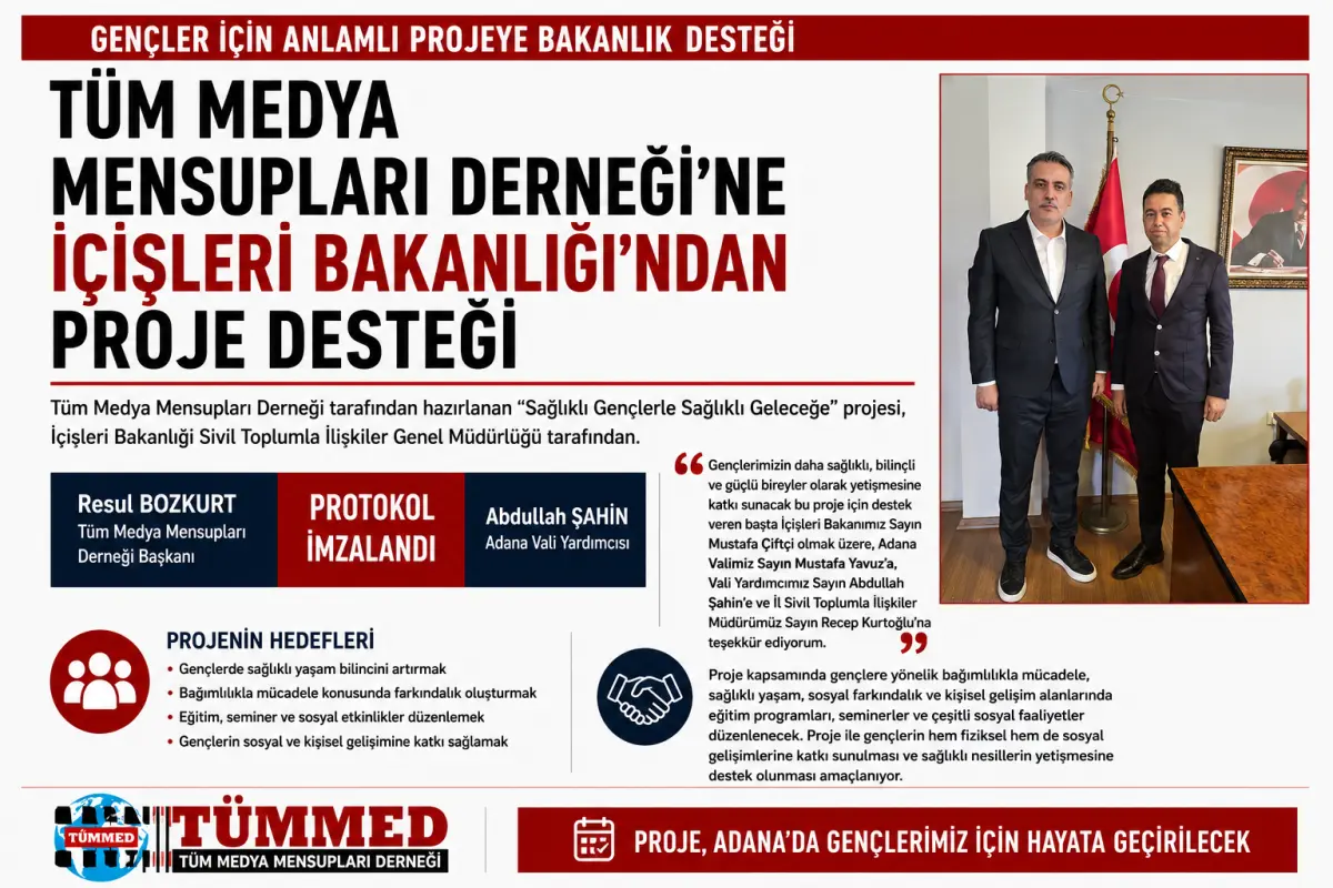 İçişleri Bakanlığı’ndan Gençlerin Sağlıklı Geleceği İçin Tüm Medya Mensupları Derneği’ne Önemli Proje Desteği