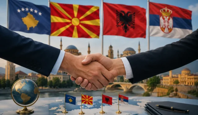 TİMBİR Başkan Vekili Rıfat Sait, Balkan ülkeleriyle ekonomik iş birliği programı hakkında açıklama yapıyor.