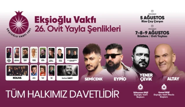 Ekşioğlu Vakfı 26. Ovit Yayla Şenlikleri katılımcıları ve sahne görseli