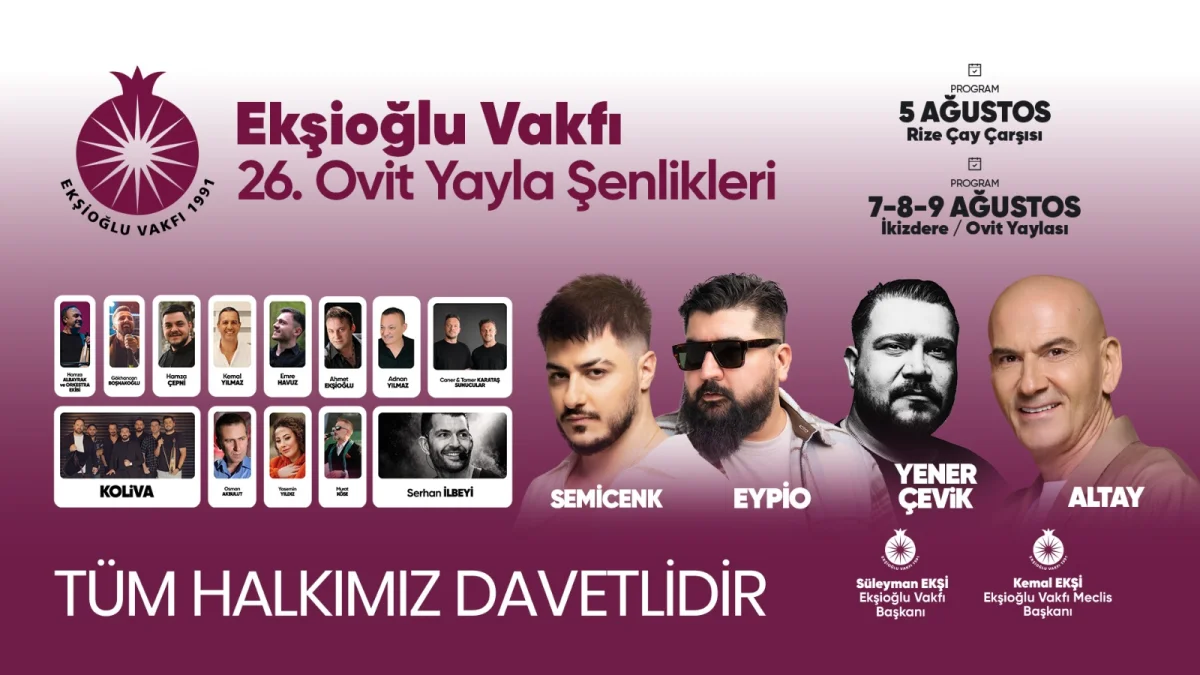 Ekşioğlu Vakfı 26. Ovit Yayla Şenlikleri Başlıyor: Rize’de 4 Günlük Kültür ve Sanat Şöleni