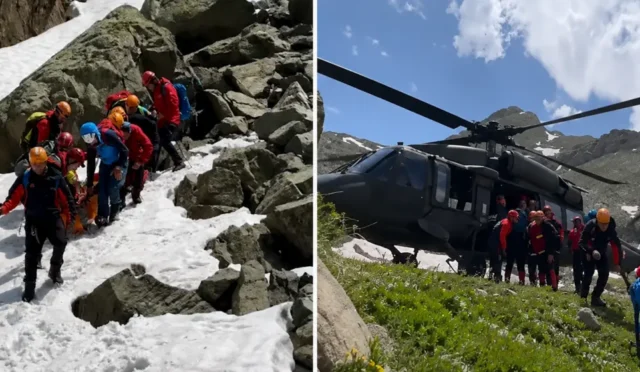 Rize'de yüksekten düşen yaralı vatandaşın Jandarma helikopteriyle tahliye edilmesi
