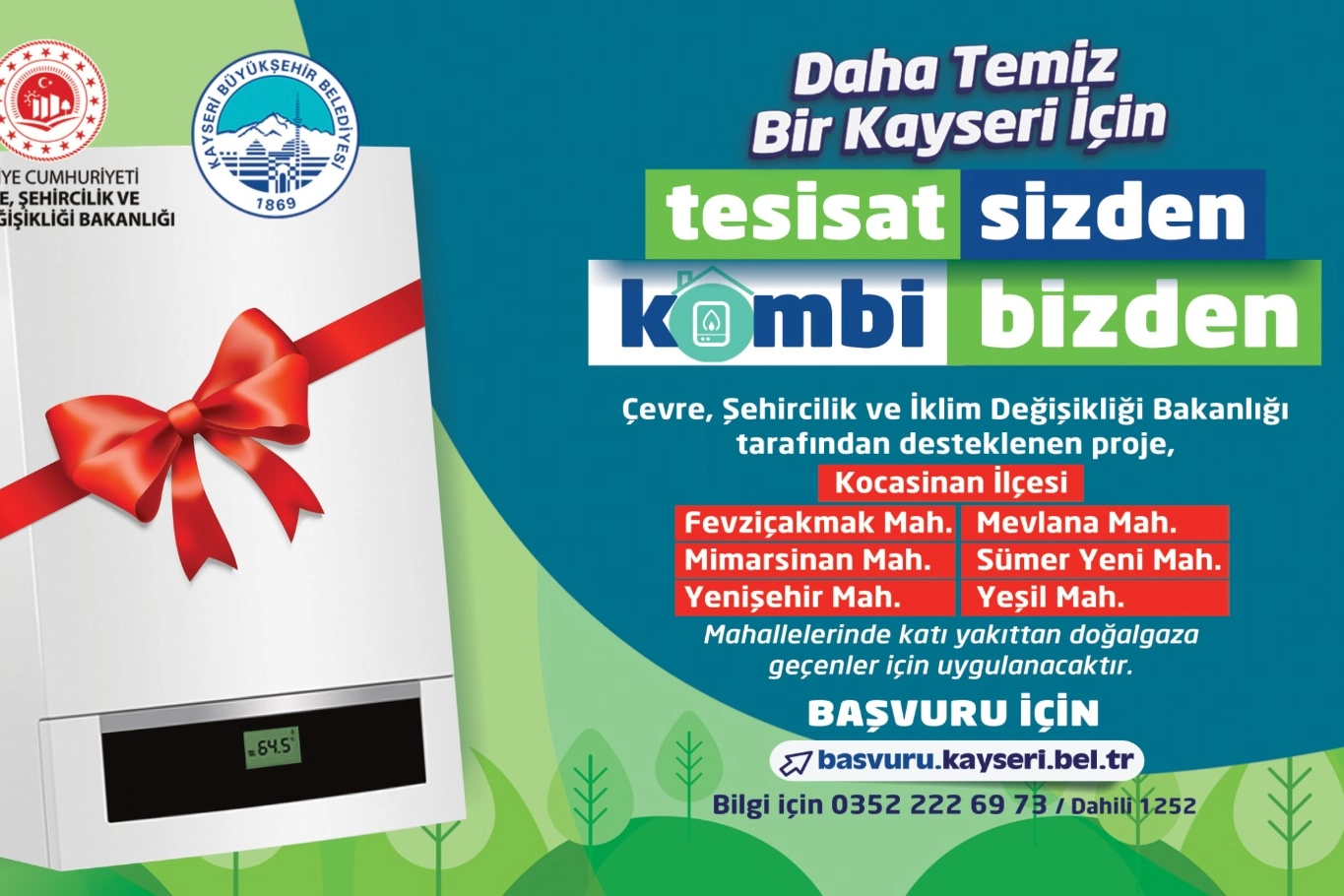 Kayseri Büyükşehir’den çevre dostu proje: ‘Tesisat sizden, kombi bizden’